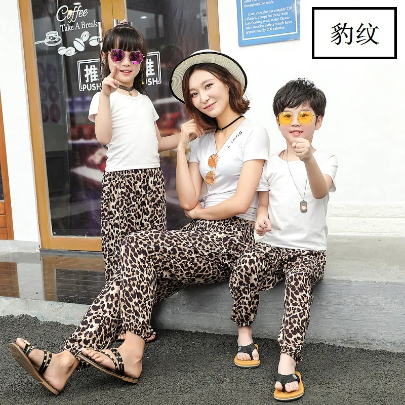 

Mother Daughter Lantern Pants Mommy and Me Clothes Family Look Mom Mum Mama and Daughter/Son Leopard Trousers Matching Clothes