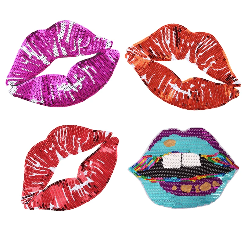 

Large sequins Sexy lips patch applications for sewing clothes DIY transfer sticker tshirt accessories fashion girl sticker