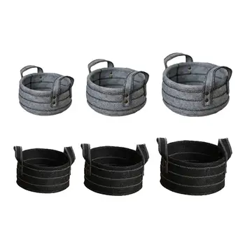 

2 Colors Circular Stripe Felt Storage Basket Multi-functional Desktop Wardrobe Storage