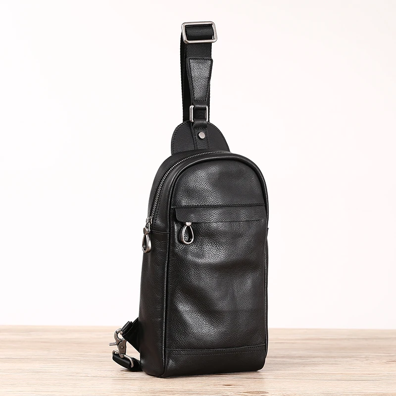 AETOO Leather Chest Bag Male Korean version Tide single shoulder bag leisure oblique cross small Baotou layer cowhide men's bag