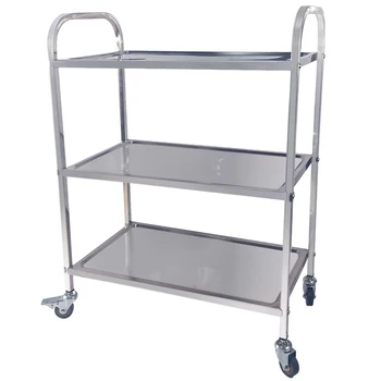 

Removable 3 Tier Trolley Cart Bearing 100kg Stainless Steel Storage Trolley with PVC Wheels for Catering Hotel Restaurant