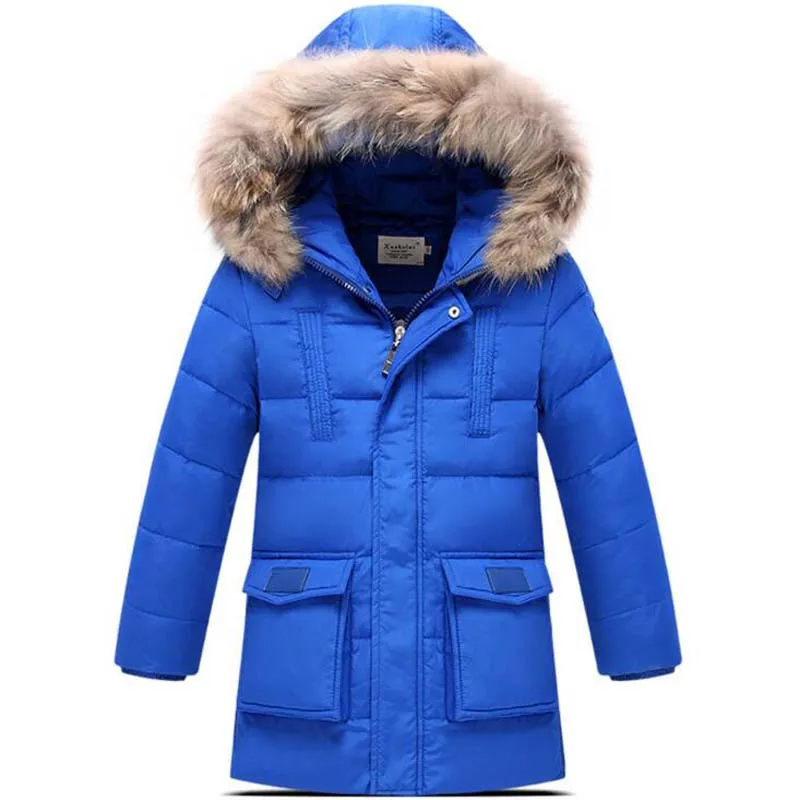 

for 6-16Years Children Duck Down Jackets Boys girls Russian winter coats zipper high quality Brand casual kids long outwear