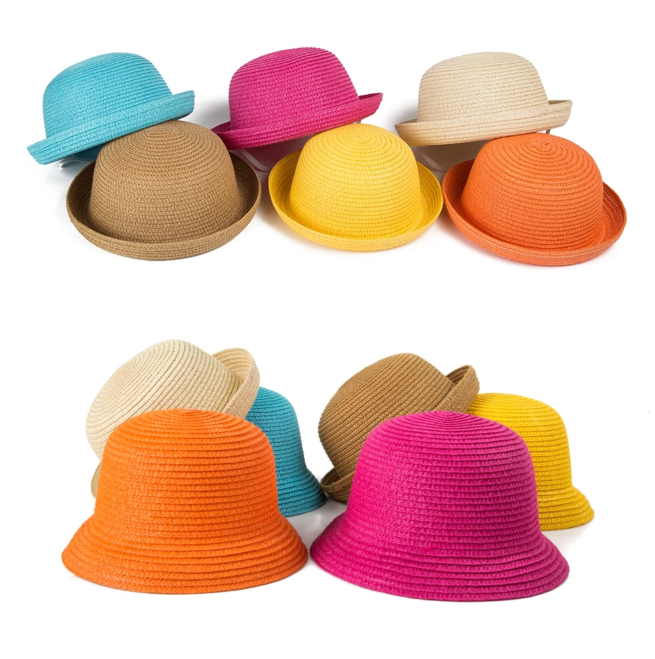 REAKIDS, шапка Детские шапки Детская Летняя шляпка для маленьких мальчиков, соломенная шляпа для детей, Пляжная шапка для девочек и мальчиков, однотонная Кепка от солнца для малышей