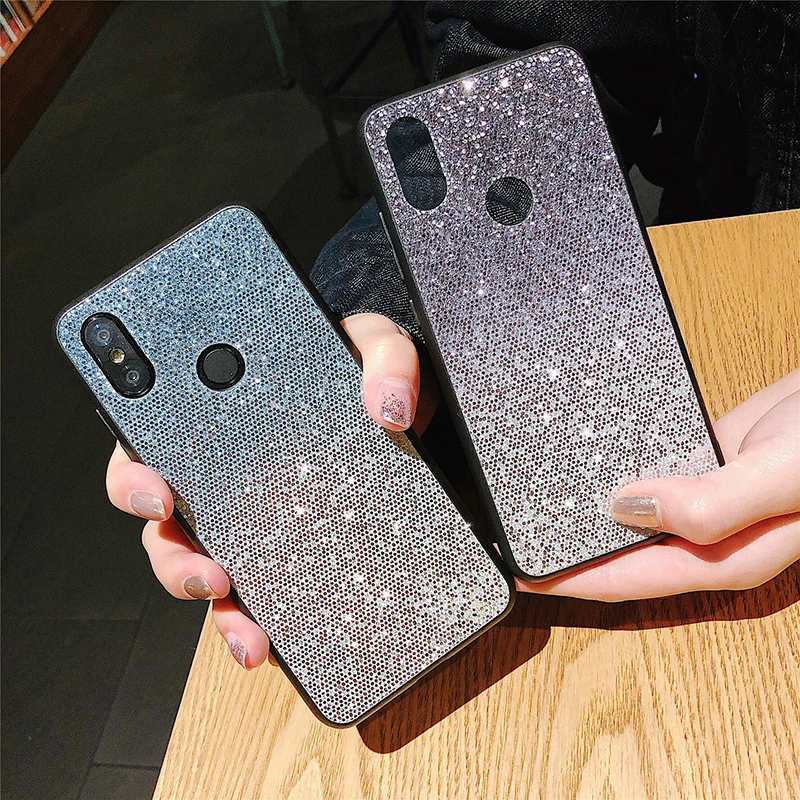 

Glitter Gradient Color Phone Case For Xiaomi Mi8 8SE 8 Lite 5X 6 6X Note 3 Bling Sequin Back Cover For Redmi 6 6 Pro Note 6 Case