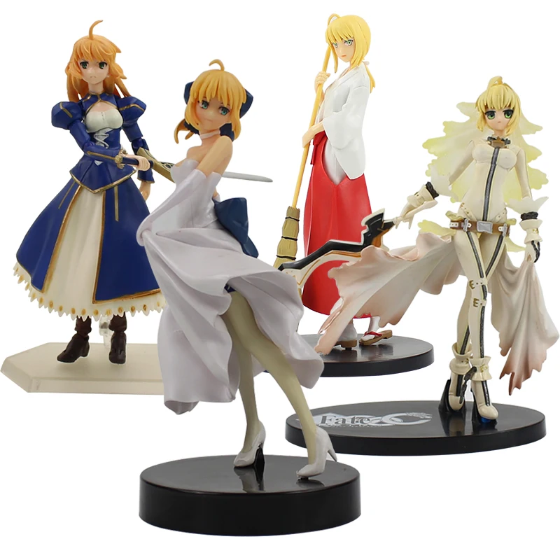 

14-21cm 4Styles Fate Stay Night Saber Figma 025 EXTRA CCC Unlimited Blade UBW White Dress Hollow Ataraxia Series PVC Figure Toy