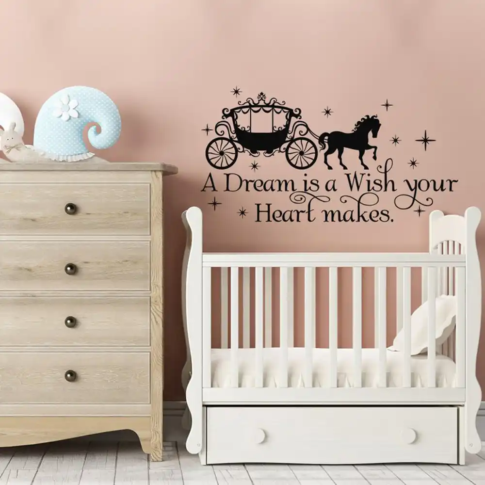 Cinderella Wall Decal Quote A Dream Is A Wish Your Heart Makes When You Re Fast Asleep Nursery Decal Vinyl Girl Room Decor Z991 Wall Stickers Aliexpress