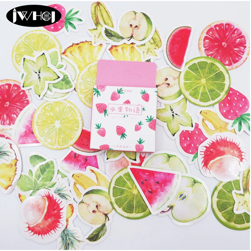 

45pc/box Lovely fruit strawberry watermelon lemon decoration sticker paper sticker diy handmade diary album scrapbooking sticker