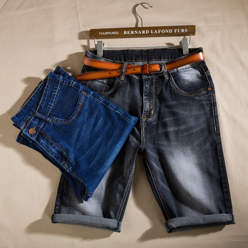 Летние джинсовые шорты модные эластичные повседневные рваные джинсы короткие мужские брендовая одежда новые мужские тонкие джинсы