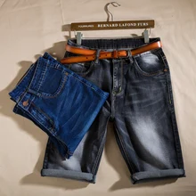 Летние джинсовые шорты модные эластичные повседневные рваные джинсы короткие мужские брендовая одежда новые мужские тонкие джинсы