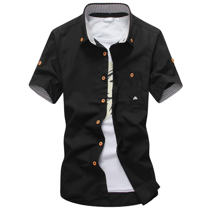 Размер 5xl Грибная вышивка мужские повседневные рубашки с коротким рукавом Мода новые летние хлопковые рубашки для мужчин