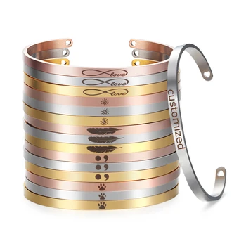 

New C Style Personalized Blank Bangle Stainless Steel Custom Name Plate Bracelet Gold Can Engrave Letters Jewelry