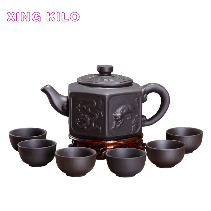 

XING KILO Large Purple Teapot Set Filter Large Capacity Teapot Black Tea Pu'er Tea Kung Fu Tea Set Handmade Ceramic Art Teapot
