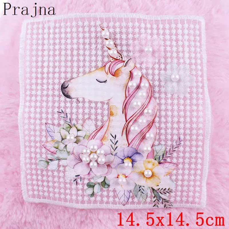 

Prajna Unicorn Lace Tshirt Patch Embroidery Cartoon Sew On Beaded Patches Vinyl Transfer Patches For Fabric Clothes Pearl Badge