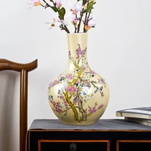 Jingdezhen Ceramic Big Vase New Chinese Style Golden Magpie Plum Large Vase Living Room Furnishing Articles Home Decoration