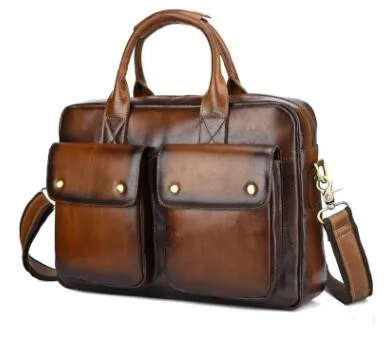 D'affaires Grand À De documents Fourre Porte New Véritable Hommes Vintage Luxe Sac Cuir Main En tout Chocolat Mâle Serviette kuZTOiPX