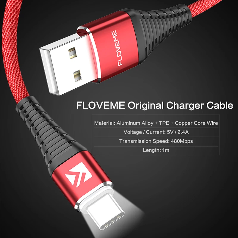 FLOVEME Тип usb C кабель для samsung Galaxy S9 S8 Примечание 8 плюс Быстрая зарядка кабель для Xiaomi Mi 5 Oneplus 6 тип usb-C кабель 1 м переходник кабель usb type c переходник тип- c