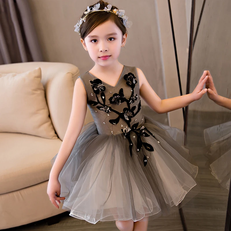 

New Kids Pageant Evening Gowns 2018 Mesh Ball Gown Flower Girl Dresses For Weddings First Communion Vestidos For Girl S136