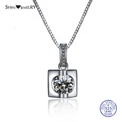 Shipei 100% Серебро Белый сапфир круглый кулон ожерелье белое золото ожерелье топаз цепь для женщин подарок на день рождения