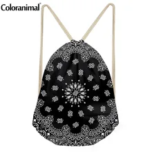 Coloranimal Ретро 3D Западной Пейсли печати Для женщин Drawstring Сумка Женский хранения мешок Мандала Цветочный подростков рюкзак Cinch Sack