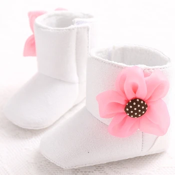 

Pretty Infants Flower Fleece Winter Baby Girls Boots bebe Leopard First Walker Warm Sneakers Toddler Wool Crib Shoes