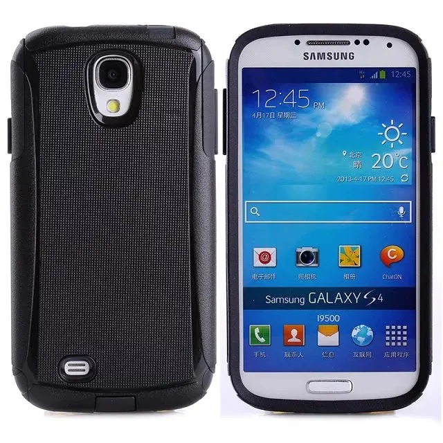 DHL,, высококачественный ПК+ ТПУ чехол для Samsung Galaxy S4 i9500. 2 в 1 шт+ ТПУ Жесткий чехол для Galaxy S4 i9500 100 шт/партия - Цвет: Black