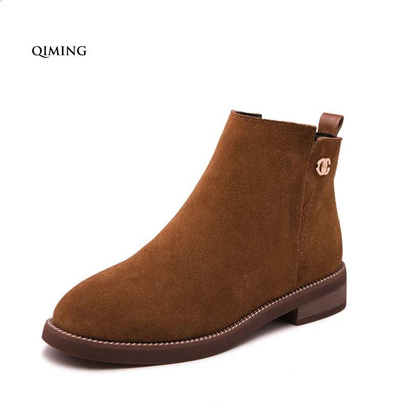 Boots children's autumn and winter new short boots women's fashion casual wild women's boots leather thick with Martin boots Z24