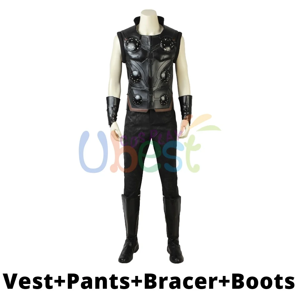 Мстители Бесконечность войны Тор косплей костюм с плащом Хэллоуин супергероя наряд для взрослых мужчин - Цвет: VestPantsBracerBoots