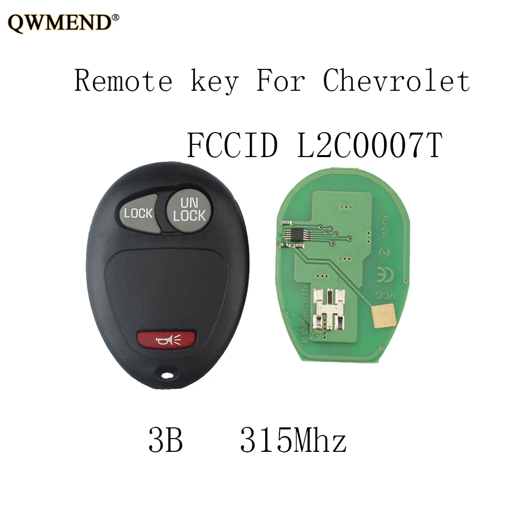 

QWMEND 3Buttons 315Mhz Remote key For Chevrolet Colorado Canyon H3 2006 2007 2008 2009 2010 L2C0007T Original keys