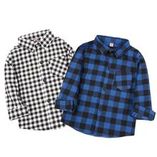 Одежда arloneet/Детская Однотонная рубашка с длинными рукавами для мальчиков и девочек клетчатые топы, блузка, одежда для джентльменов г., Детская клетчатая рубашка