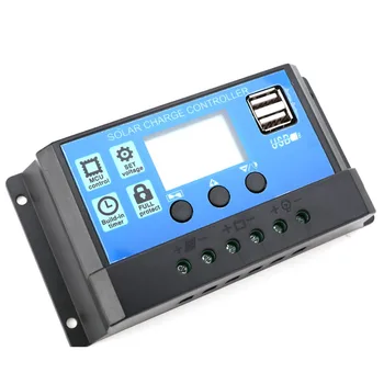 

1Pc 12V/24V Dual USB Solar Controller 10/20/30A LCD PWM Battery Charging Solar Charge Controller Panel Regulator Mayitr