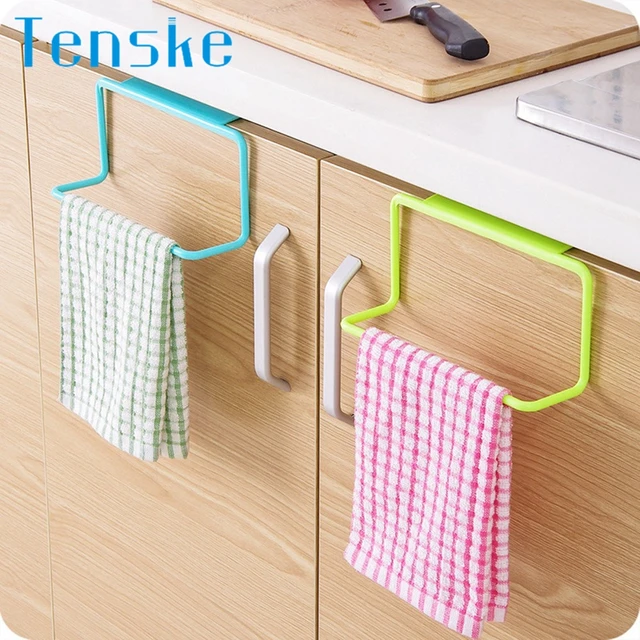 Best Offers TENSKE Towel Rack Hanging Holder Organizer Bathroom Kitchen Cabinet Cupboard Hanger 1PC Dropship F803