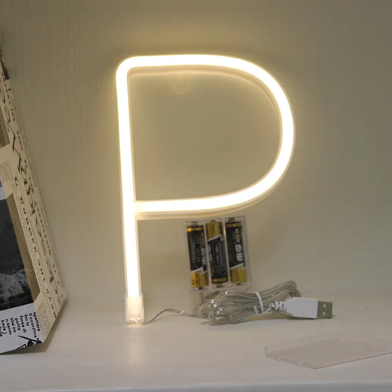 

Neon Alphabet P Lamp 26 Letters LED Night Light For Birthday Wedding Party Bedroom Wall Hanging Decor
