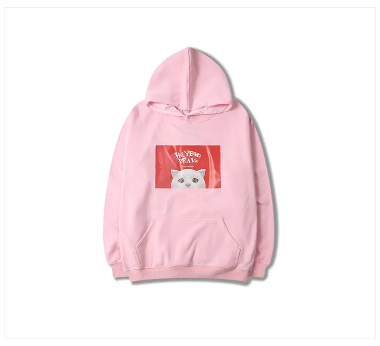 Carton Cat Print Hoodies Men Skateboard Hip Hop Harajuku Cotton Sweatshirt Men And Women Justin Bieber Sudaderas Hombre Hooded
