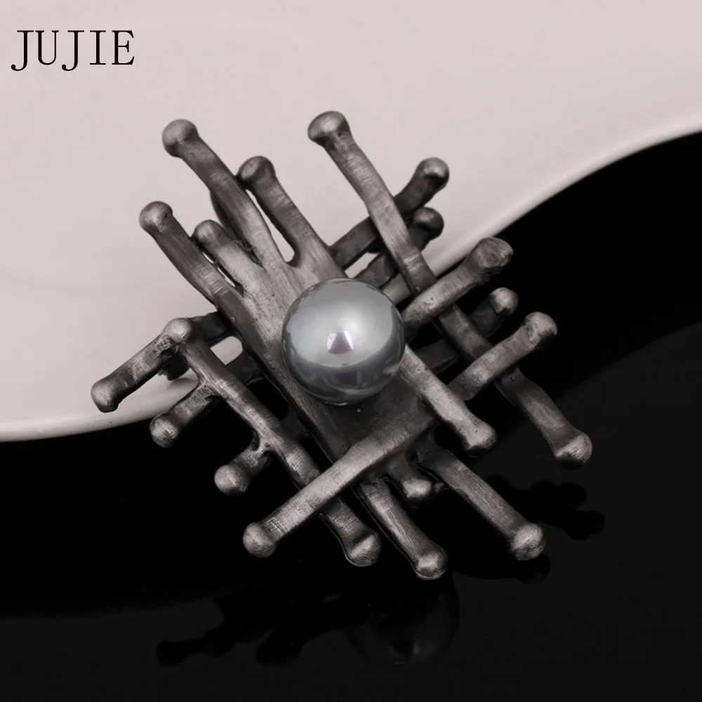 

JUJIE Vintage Pearl Brooches For Women 2019 Geometric Exquisite Plant Brooch Pins Voor Vrouwen Jewelry Dropshipping