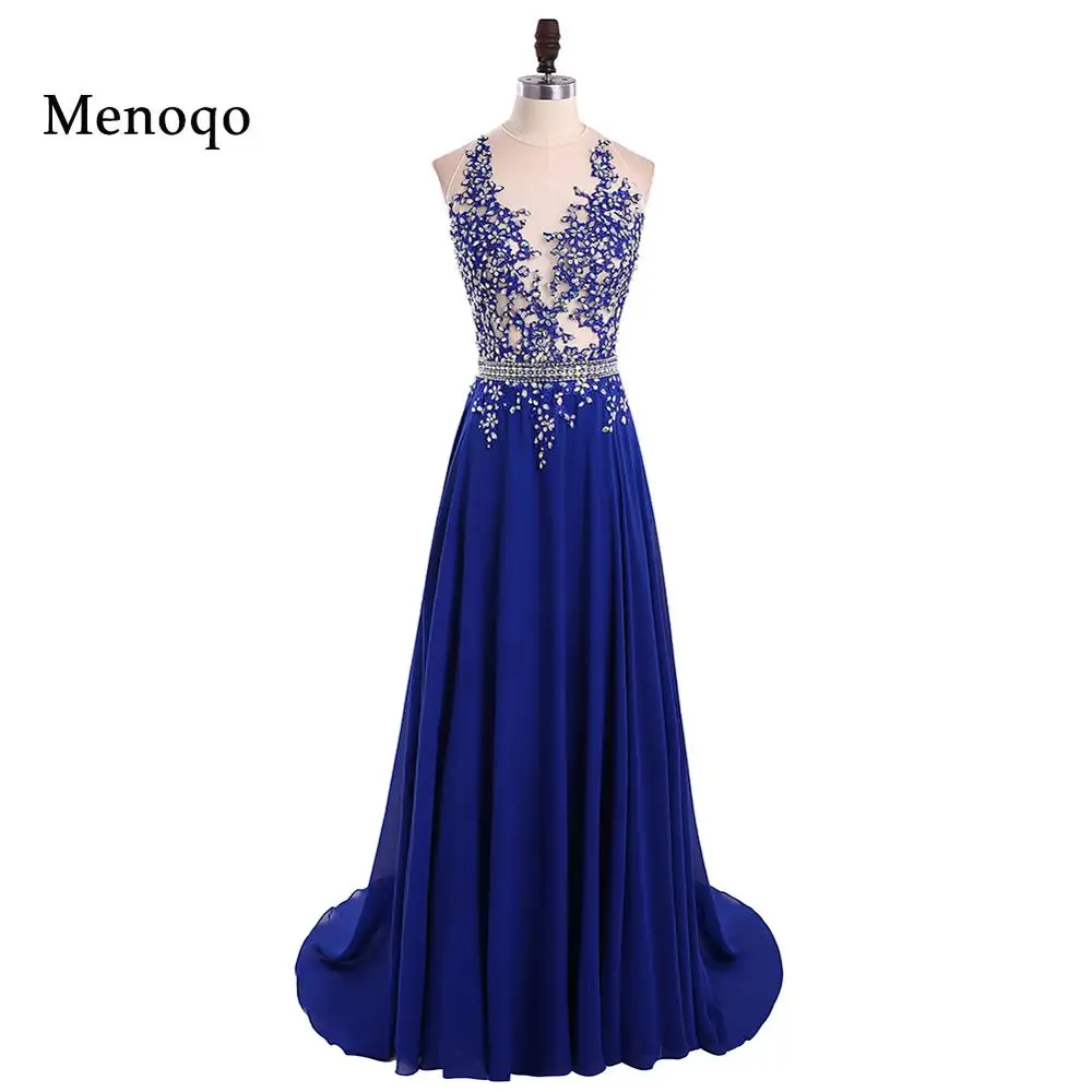 

1191W vestido de festa longo Sparkly Beaded Royal Blue Long Prom Dresses Sexy Backless A Line Long Party Evening Dress