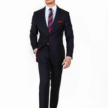 Новое поступление, Летний стиль, шерсть, классический деловой темно-синий цвет, 2 предмета, две пуговицы с отворотом, последние модели пальто, брюки