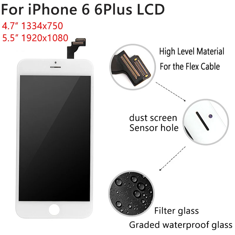 4," /5,5" оригинальное качество для iPhone 6 A1549 A1586 A1589 ЖК-дисплей сенсорный экран в сборе с 3 подарками для iPhone 6 Plus lcd