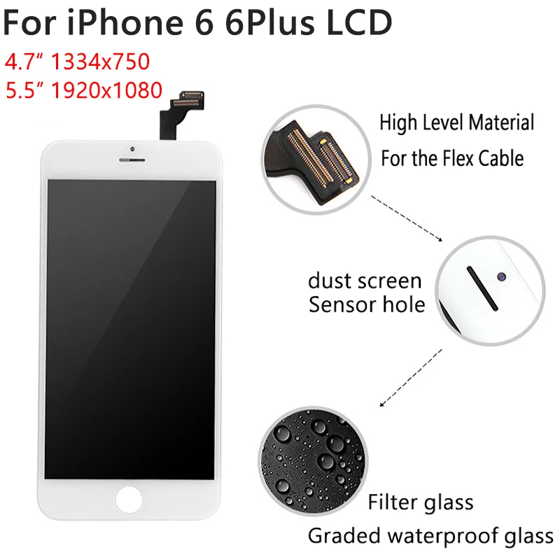 ЖК дисплей для iPhone 6 A1549 A1586 A1589 4 7 дюйма/5 5 дюйма|Экраны мобильных телефонов| |