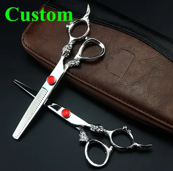 

Customize Top-grade 440c 6 inch dragon cutting barber makas thinning scisor cut hair scissor shears hairdressing scissors set