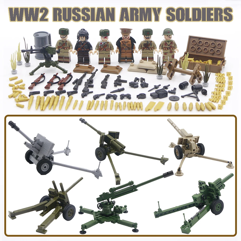 

LegoINGlys Army WW2 Building Blocks Military Soviet Soldiers Figure Set Vehicle Tank Britsh Weapon Guns Bricks Toys For Children