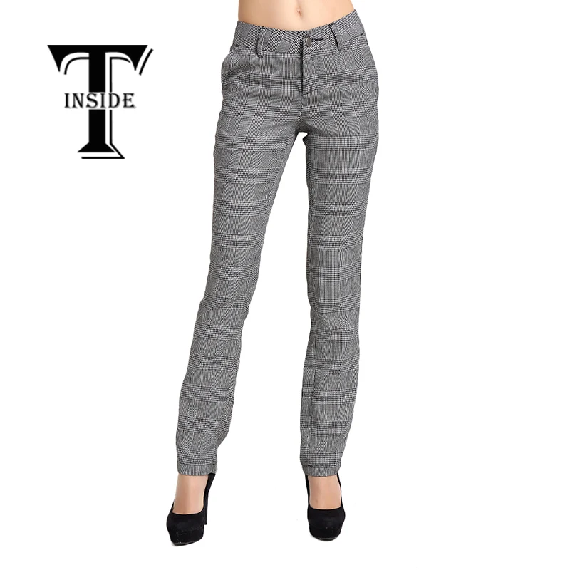 fitted checkered pants