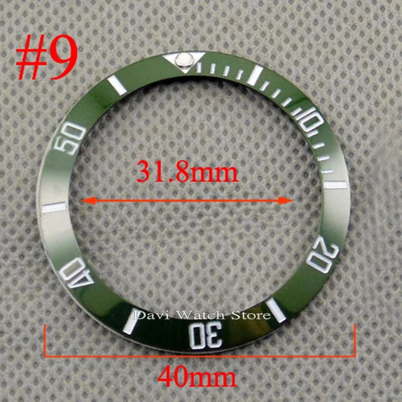 40 мм черный синий белый зеленый керамический/титановый ободок вставки для 43 мм submariner автоматические мужские часы - Цвет: A349   9