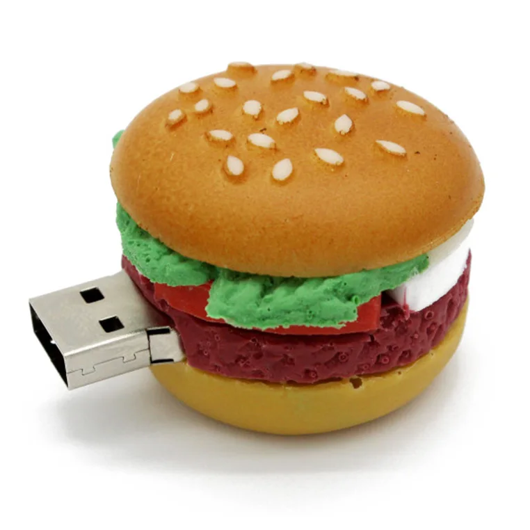 SHANDIAN, usb флеш-накопитель для еды, креативный, гамбургер, суши, арбуз, флешка, 4 ГБ, 16 ГБ, 32 ГБ, карта памяти, u-диск, Подарочный игрушечный накопитель - Цвет: Hamburg