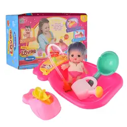 Ручной пресс посыпать набор игрушек для ванны кукла с изменением цвета волос Ванна водный ковш игрушечный чайник Набор игровой Домашняя