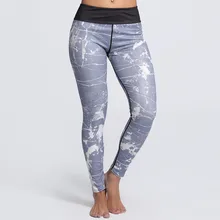 Женские Эластичные серые обтягивающие штаны с принтом в виде рок тренировки для йоги бега занятий спортом леггинсы для фитнеса дропшиппинг