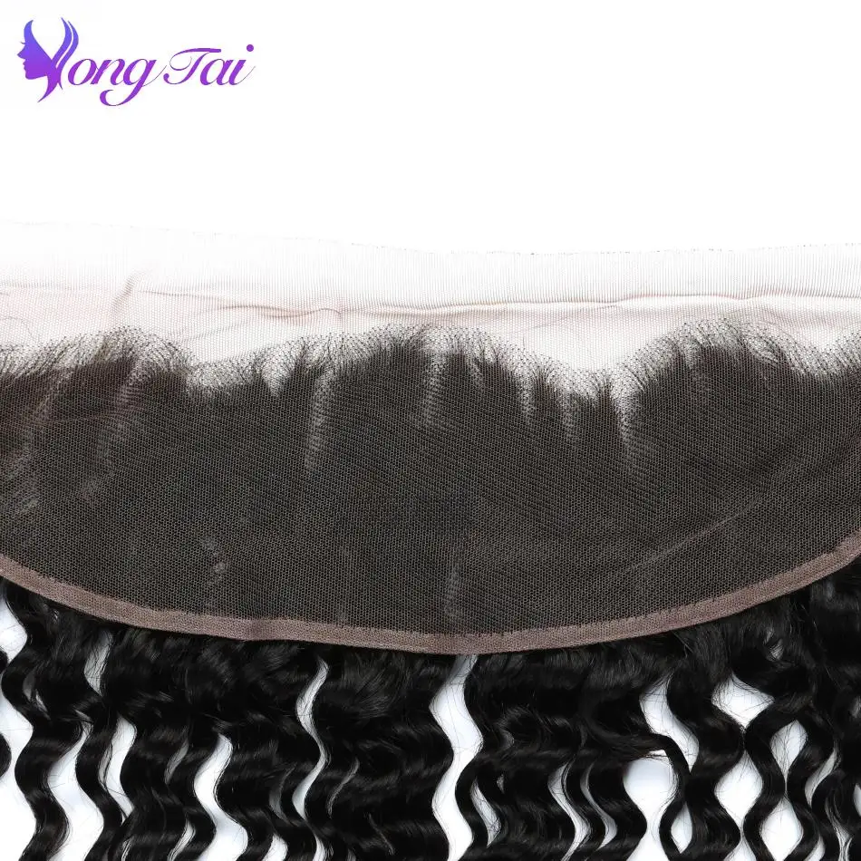 Yuyongtai Lace Frontal Closure Brazilian Deep Curly hair lace front 13*4 Human Hair Free Part Machine Double Weft Free Shipping