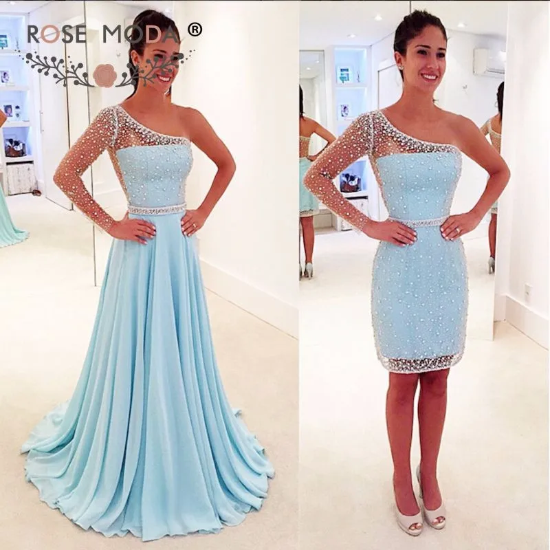 blue evening dress