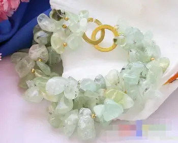 

FREE SHIPPING 1650 3row irregularly Petal green Natural bracelet