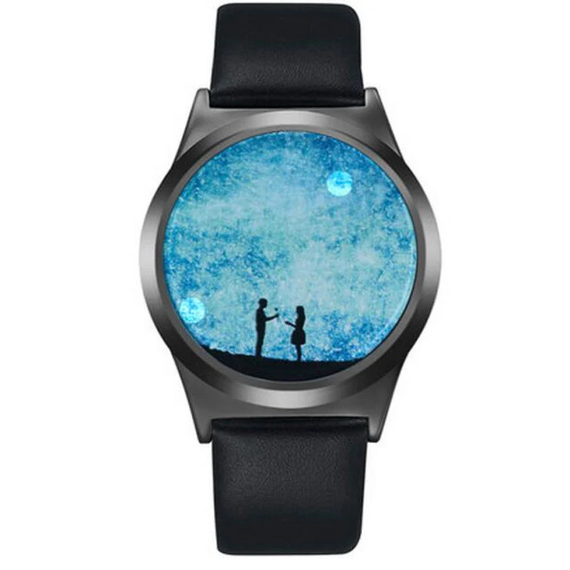 Творческий gswp бренд сенсорный экран led watch Для мужчин и женщин пара кожа