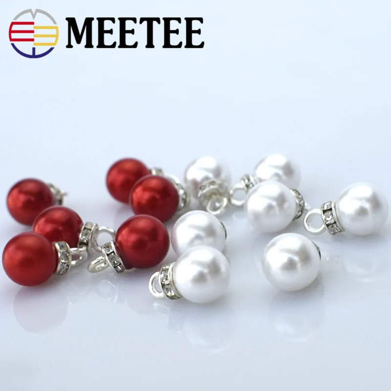 

20pcs Meetee Pearl Shirt Buttons Decorative Buckle Zipper Head Bags DIY Craft Sewing Garment Accessories Bow Hair Ribbon B3-21